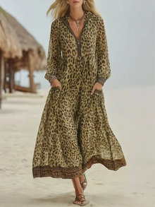 Yethrika - Stylisches Kleid Mit Reißverschluss in Khaki
