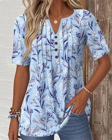 Taya – Elegante Bluse Mit Blumenmuster in Blau