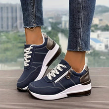 Orthopädisch Sneaker Damen | Keilsohle mit Reißverschluss & Schnürung in Blau