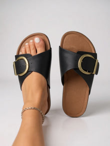 Chloe – Gepolsterte Sandalen mit Schnallenverschluss für Damen in Schwarz