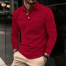 Polo Shirt Herren | Langarm & Klassischer Umlegekragen in Rot
