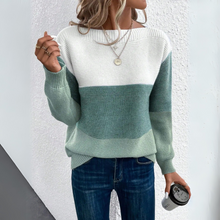 Pullover Damen | Colourblock & U-Boot-Ausschnitt in Grün