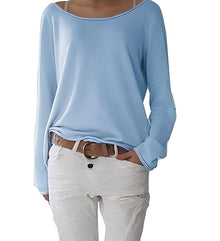 Pullover Damen | Feminin & Bequem mit U-Boot-Ausschnitt in Blau