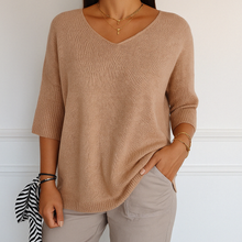 Pullover Damen | Kurze Ärmel & Lockerer Schnitt in Beige