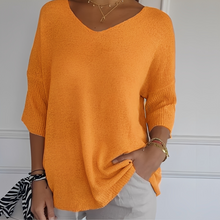 Pullover Damen | Langer Schnitt & V-Ausschnitt in Orange