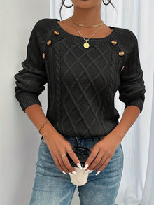 Pullover Damen | Zopfmuster & Vielseitig in Schwarz