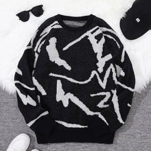 Pullover Herren | Graffiti-Jacquard & Rundhals in Schwarz
