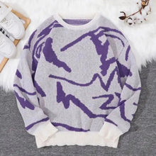 Pullover Herren | Graffiti-Jacquard & Rundhals in Lila