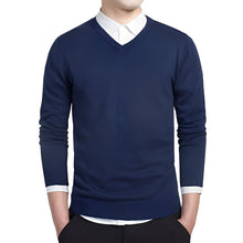 Pullover Herren | Schmaler Schnitt & V-Ausschnitt in Blau