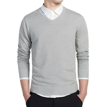 Pullover Herren | Schmaler Schnitt & V-Ausschnitt in Hellgrau