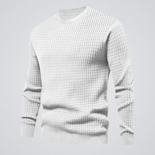 Pullover Herren | Waffelstruktur & Rundhals in Weiß