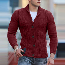 Pullover Herren | Zopfmuster & Schalkragen in Rot