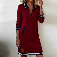 Keshara - Schickes Baumwoll Kleid Mit langen Ärmeln in Rot