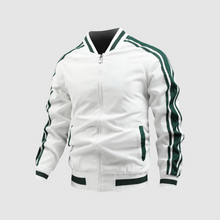 Reißverschluss Jacke Herren | Sportlich-Cleaner Look mit Streifen-Details in Weiß