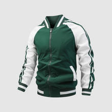 Reißverschluss Jacke Herren | Sportlich-Cleaner Look mit Streifen-Details in Grün
