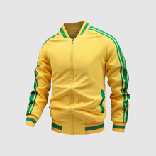 Reißverschluss Jacke Herren | Sportlich-Cleaner Look mit Streifen-Details in Gelb