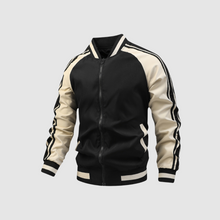 Reißverschluss Jacke Herren | Sportlich-Cleaner Look mit Streifen-Details in Schwarz
