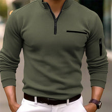 Reißverschluss Pullover Herren | Sportlich Elegant mit Stehkragen in Grün