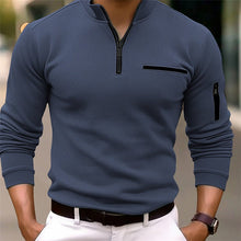 Reißverschluss Pullover Herren | Sportlich Elegant mit Stehkragen in Blau