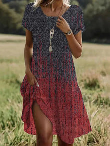 Giovana – Elegantes Midi-Kleid Mit Kurzen Ärmeln in Grau