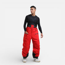 Herren Skihose mit Hosenträgern für Outdoor und Snowboarding in Rot