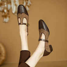 Diny – Vintage-Lederschuhe mit Schnalle in Braun
