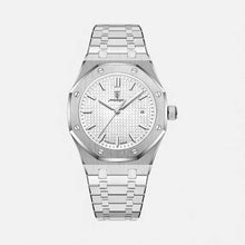 Herren Quarz Uhr aus Edelstahl mit Datumanzeige in Silber Weiß