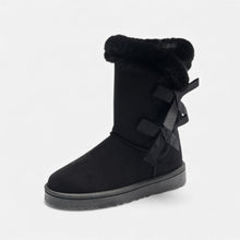 Damen Winterstiefel mit Fellkragen in Schwarz