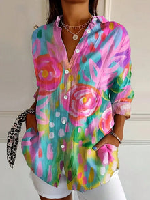 Shielo | Bluse mit abstraktem Muster in Rosa