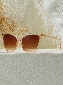 Luna | Cat Eye Sonnenbrille in Transparent Apricot / Farbverlauf Braun