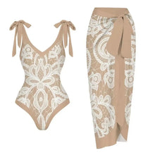 Alenya | Dein figurformender Push-Up-Einteiler mit passender Strandrobe in Beige / Weiß
