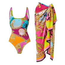 Alenya | Dein figurformender Push-Up-Einteiler mit passender Strandrobe in Orange / Pink / Gelb