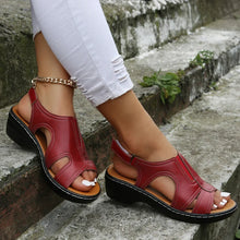 Damen Klettverschluss Mehrriemen Sandalen in Burgund