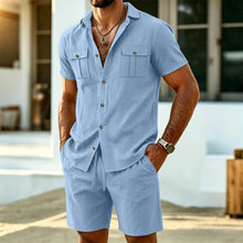 Toby | Lässiges Leinen Herren Set für Warme Tage in Himmelblau