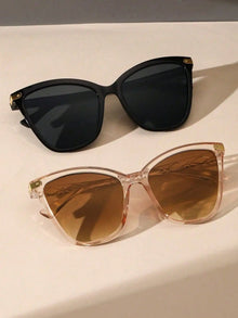 Luna | Cat Eye Sonnenbrille in Schwarz / Schwarz