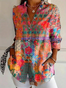 Ashtrid | Bunte Musterbluse in Orange