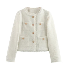 Drune | Klassischer Tweed-blazer Wollmischung Zeitlos und Elegant in Weiß
