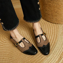 Diny – Vintage-Lederschuhe mit Schnalle in Schwarz