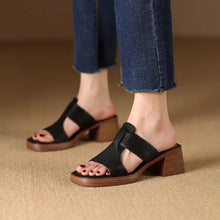 Damen Klassisch Blockabsatz Orthopädische Absatz Sandalen in Schwarz