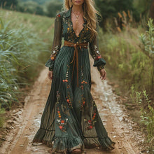 Selvara – Stilvolles Boho Damen Maxikleid in Grün