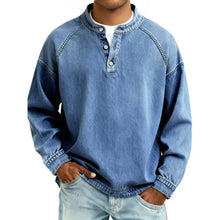 Pedro Langarmshirt | Vintage Herrenhemd mit Knöpfen in Himmelblau