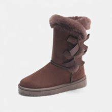Damen Winterstiefel mit Fellkragen in Braun