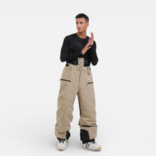 Herren Skihose mit Hosenträgern für Outdoor und Snowboarding in Creme