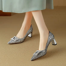 Katrien | Glitzer-Pumps in Silber