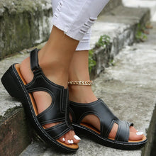 Damen Klettverschluss Mehrriemen Sandalen in Schwarz
