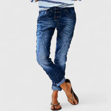 Saskia | Slim-Fit-Jeans im Distressed-Look in Dunkelblau