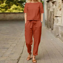 Charlotte - Outfit Set mit kurzen Ärmeln in Braun