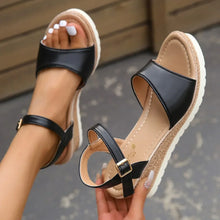 Damen Sommer Wedge Absatz Sandalen in Schwarz