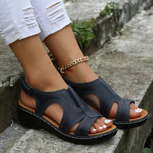Damen Klettverschluss Mehrriemen Sandalen in Blau
