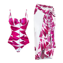 Alenya | Dein figurformender Push-Up-Einteiler mit passender Strandrobe in Fuchsia / Weiß